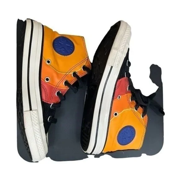 CONVERSE X SPACE JAM KIDS CHUCK 70 HI (BLACK/MANTRA ORANGE/MULTI) size 3. Sneakers